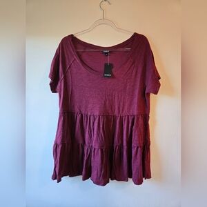Torrid Burgundy Short Sleeve Top